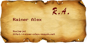 Rainer Alex névjegykártya